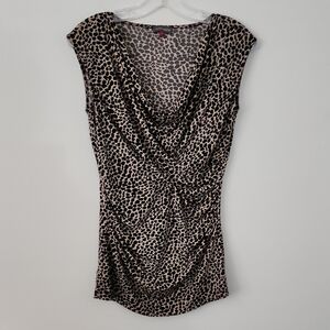 Vince Camuto Black and Tan Leopard Print Blouse
